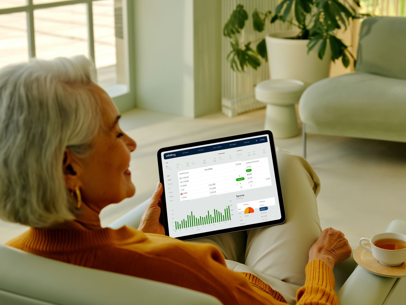 A client viewing her portfolio dashboard